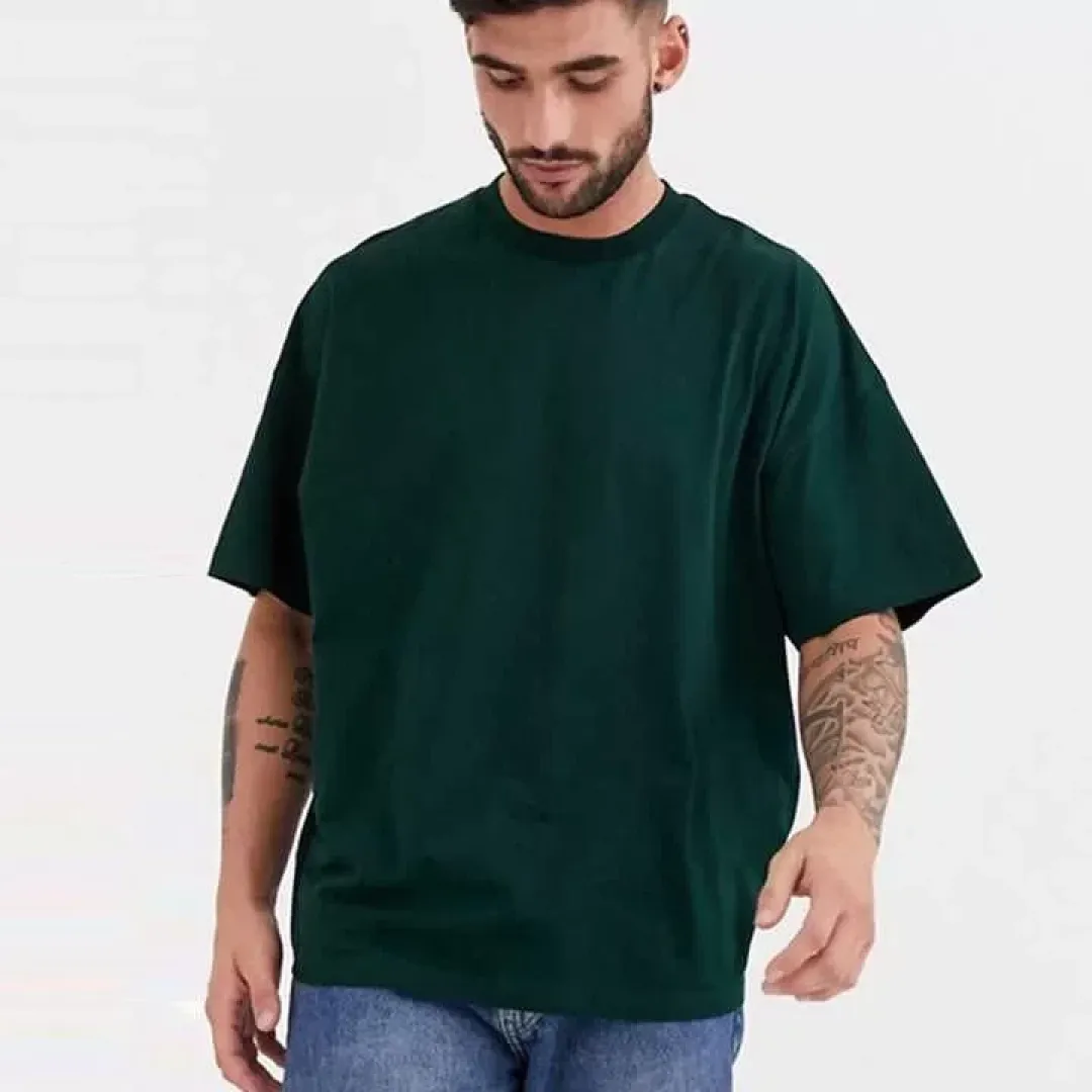 Unisex Basic Bisiklet Yaka Oversize T-Shirt - Haki - 111979 Unisex Basic Bisiklet Yaka Oversize T-Shirt - Haki - 111979