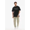 Unisex Bisiklet Yaka Baskılı Oversize T-Shirt - Siyah - 112283 Unisex Bisiklet Yaka Baskılı Oversize T-Shirt - Siyah - 112283