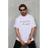 Unisex Bisiklet Yaka Baskılı Oversize T-Shirt - Beyaz - 112284 Unisex Bisiklet Yaka Baskılı Oversize T-Shirt - Beyaz - 112284