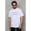 Unisex Bisiklet Yaka Baskılı Oversize T-Shirt - Beyaz - 112284 Unisex Bisiklet Yaka Baskılı Oversize T-Shirt - Beyaz - 112284