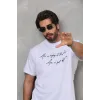 Unisex Bisiklet Yaka Baskılı Oversize T-Shirt - Beyaz - 112284 Unisex Bisiklet Yaka Baskılı Oversize T-Shirt - Beyaz - 112284