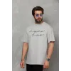 Unisex Bisiklet Yaka Baskılı Oversize T-Shirt - Gri - 112286 Unisex Bisiklet Yaka Baskılı Oversize T-Shirt - Gri - 112286