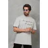 Unisex Bisiklet Yaka Baskılı Oversize T-Shirt - Gri - 112286 Unisex Bisiklet Yaka Baskılı Oversize T-Shirt - Gri - 112286