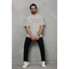 Unisex Bisiklet Yaka Baskılı Oversize T-Shirt - Gri - 112286 Unisex Bisiklet Yaka Baskılı Oversize T-Shirt - Gri - 112286