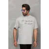 Unisex Bisiklet Yaka Baskılı Oversize T-Shirt - Gri - 112286 Unisex Bisiklet Yaka Baskılı Oversize T-Shirt - Gri - 112286