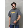 Unisex Basic Bisiklet Yaka Oversize T-Shirt - Füme - 112290 Unisex Basic Bisiklet Yaka Oversize T-Shirt - Füme - 112290
