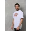 Unisex Bisiklet Yaka Baskılı Oversize T-Shirt - Beyaz - 112311 Unisex Bisiklet Yaka Baskılı Oversize T-Shirt - Beyaz - 112311