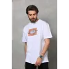 Unisex Bisiklet Yaka Baskılı Oversize T-Shirt - Beyaz - 112311 Unisex Bisiklet Yaka Baskılı Oversize T-Shirt - Beyaz - 112311