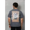 Unisex Bisiklet Yaka Baskılı Oversize T-Shirt - Füme - 112312 Unisex Bisiklet Yaka Baskılı Oversize T-Shirt - Füme - 112312
