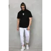 Unisex Kapşonlu Oversize T-Shirt Takım - Siyah - 112404