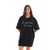 Unisex Bisiklet Yaka Baskılı Oversize T-Shirt - Siyah - 112557 Unisex Bisiklet Yaka Baskılı Oversize T-Shirt - Siyah - 112557
