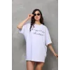 Unisex Bisiklet Yaka Baskılı Oversize T-Shirt - Beyaz - 112558 Unisex Bisiklet Yaka Baskılı Oversize T-Shirt - Beyaz - 112558