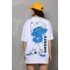 Unisex Bisiklet Yaka Baskılı Oversize T-Shirt - Beyaz - 112560 Unisex Bisiklet Yaka Baskılı Oversize T-Shirt - Beyaz - 112560