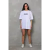 Unisex Bisiklet Yaka Baskılı Oversize T-Shirt - Beyaz - 112562 Unisex Bisiklet Yaka Baskılı Oversize T-Shirt - Beyaz - 112562