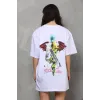Unisex Bisiklet Yaka Baskılı Oversize T-Shirt - Beyaz - 112564 Unisex Bisiklet Yaka Baskılı Oversize T-Shirt - Beyaz - 112564
