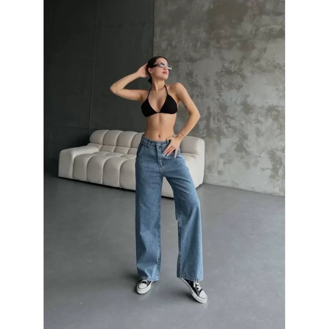 Palazzo Jeans Pantalon - Mavi - 112886 Palazzo Jeans Pantalon - Mavi - 112886