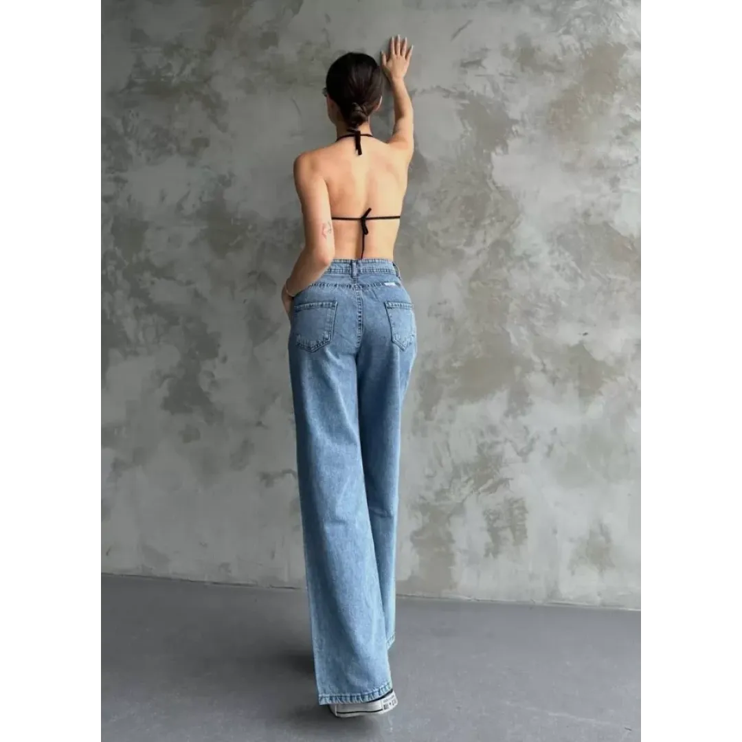Palazzo Jeans Pantalon - Mavi - 112886 Palazzo Jeans Pantalon - Mavi - 112886