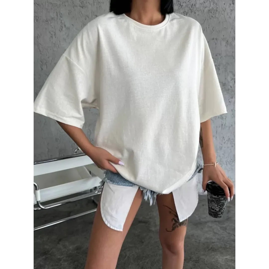 Düz Biskilet Yaka T-shirt - Beyaz - 117827 Düz Biskilet Yaka T-shirt - Beyaz - 117827