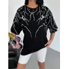 Unisex Bisiklet Yaka Baskılı Oversize T-Shirt - Siyah - 117945 Unisex Bisiklet Yaka Baskılı Oversize T-Shirt - Siyah - 117945