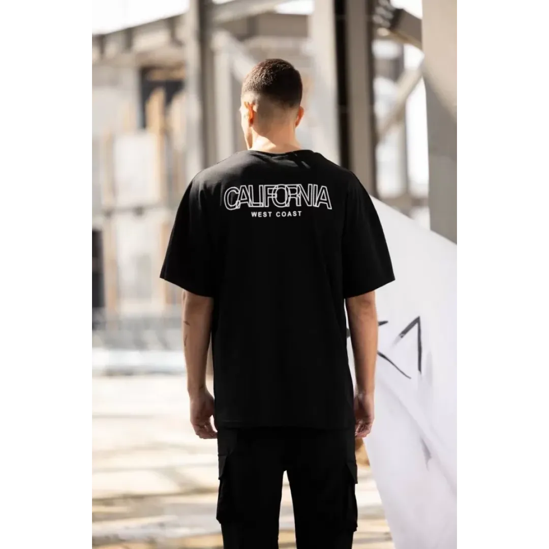 Unisex Bisiklet Yaka Baskılı Oversize T-Shirt - Siyah - 117951 Unisex Bisiklet Yaka Baskılı Oversize T-Shirt - Siyah - 117951