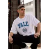 Unisex Bisiklet Yaka Baskılı Oversize T-Shirt - Beyaz - 117955