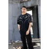 Unisex Bisiklet Yaka Baskılı Oversize T-Shirt - Siyah - 117958 Unisex Bisiklet Yaka Baskılı Oversize T-Shirt - Siyah - 117958