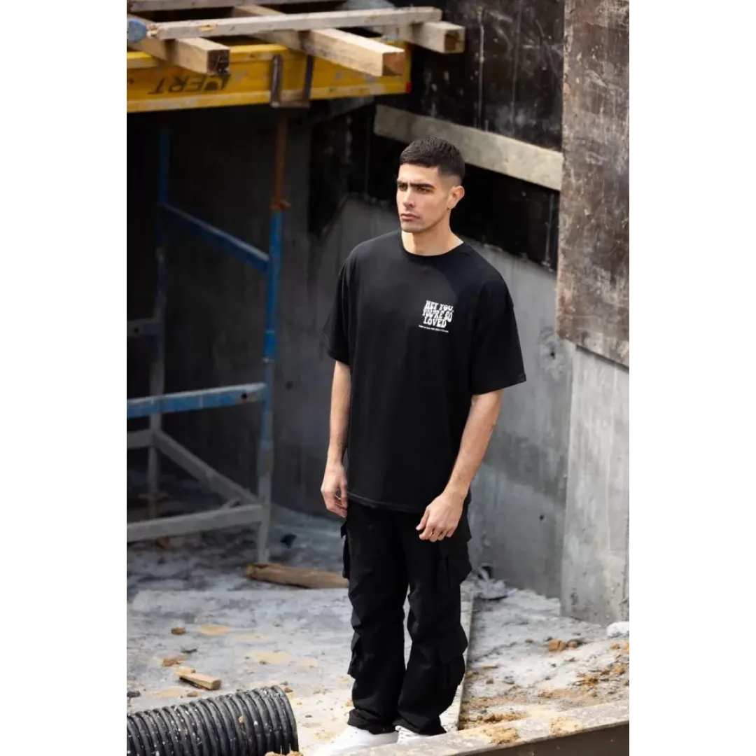 Unisex Bisiklet Yaka Baskılı Oversize T-Shirt - Siyah - 117961 Unisex Bisiklet Yaka Baskılı Oversize T-Shirt - Siyah - 117961