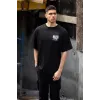 Unisex Bisiklet Yaka Baskılı Oversize T-Shirt - Siyah - 117961 Unisex Bisiklet Yaka Baskılı Oversize T-Shirt - Siyah - 117961