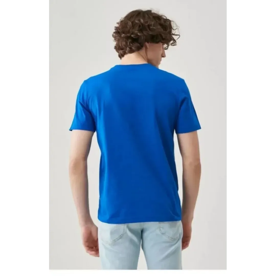 Unisex Düz Biskilet Yaka Oversize T-shirt - Mavi - 118797 Unisex Düz Biskilet Yaka Oversize T-shirt - Mavi - 118797