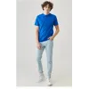 Unisex Düz Biskilet Yaka Oversize T-shirt - Mavi - 118797 Unisex Düz Biskilet Yaka Oversize T-shirt - Mavi - 118797