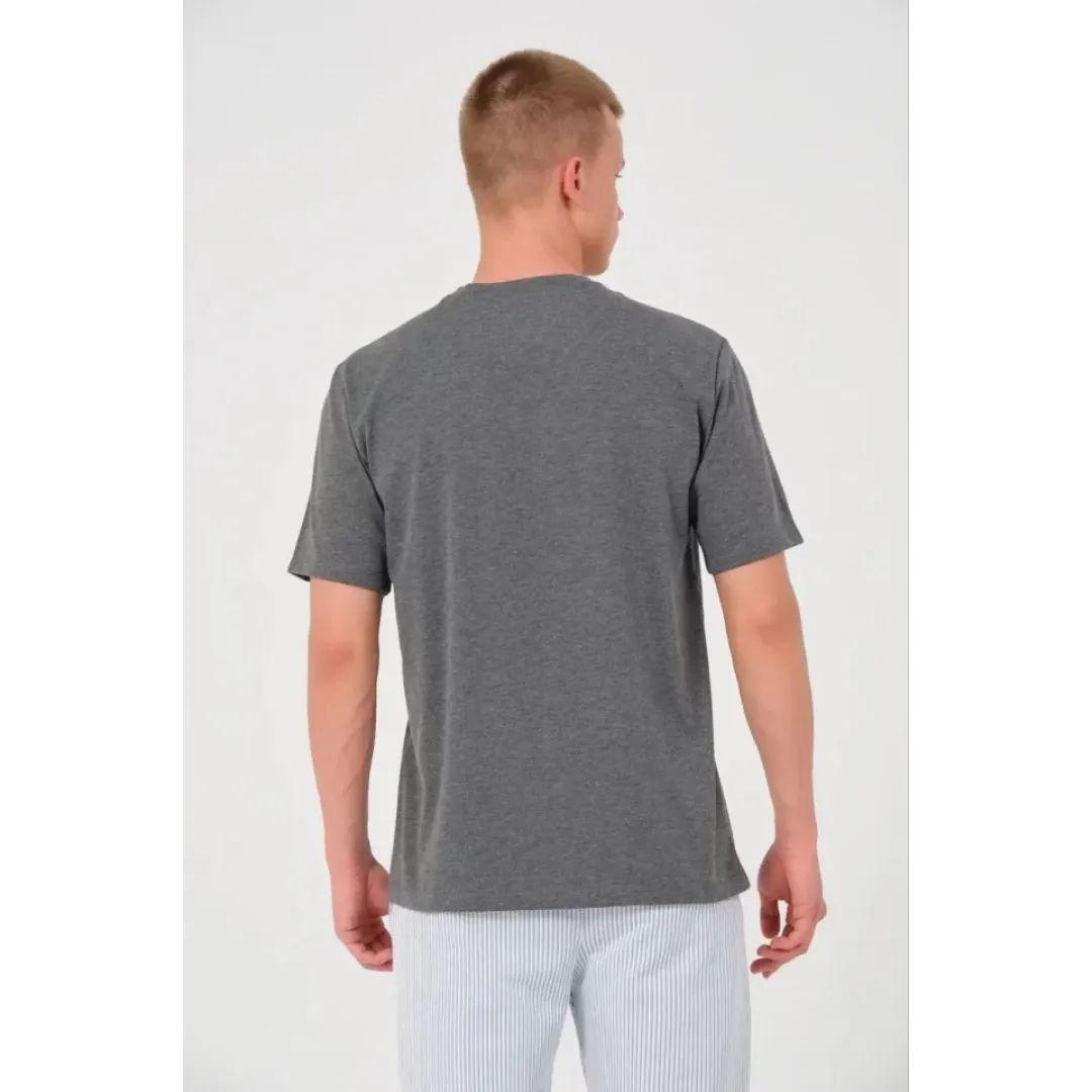 Unisex Düz Biskilet Yaka Oversize T-shirt - Füme - 118799 Unisex Düz Biskilet Yaka Oversize T-shirt - Füme - 118799