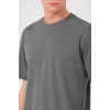 Unisex Düz Biskilet Yaka Oversize T-shirt - Füme - 118799 Unisex Düz Biskilet Yaka Oversize T-shirt - Füme - 118799