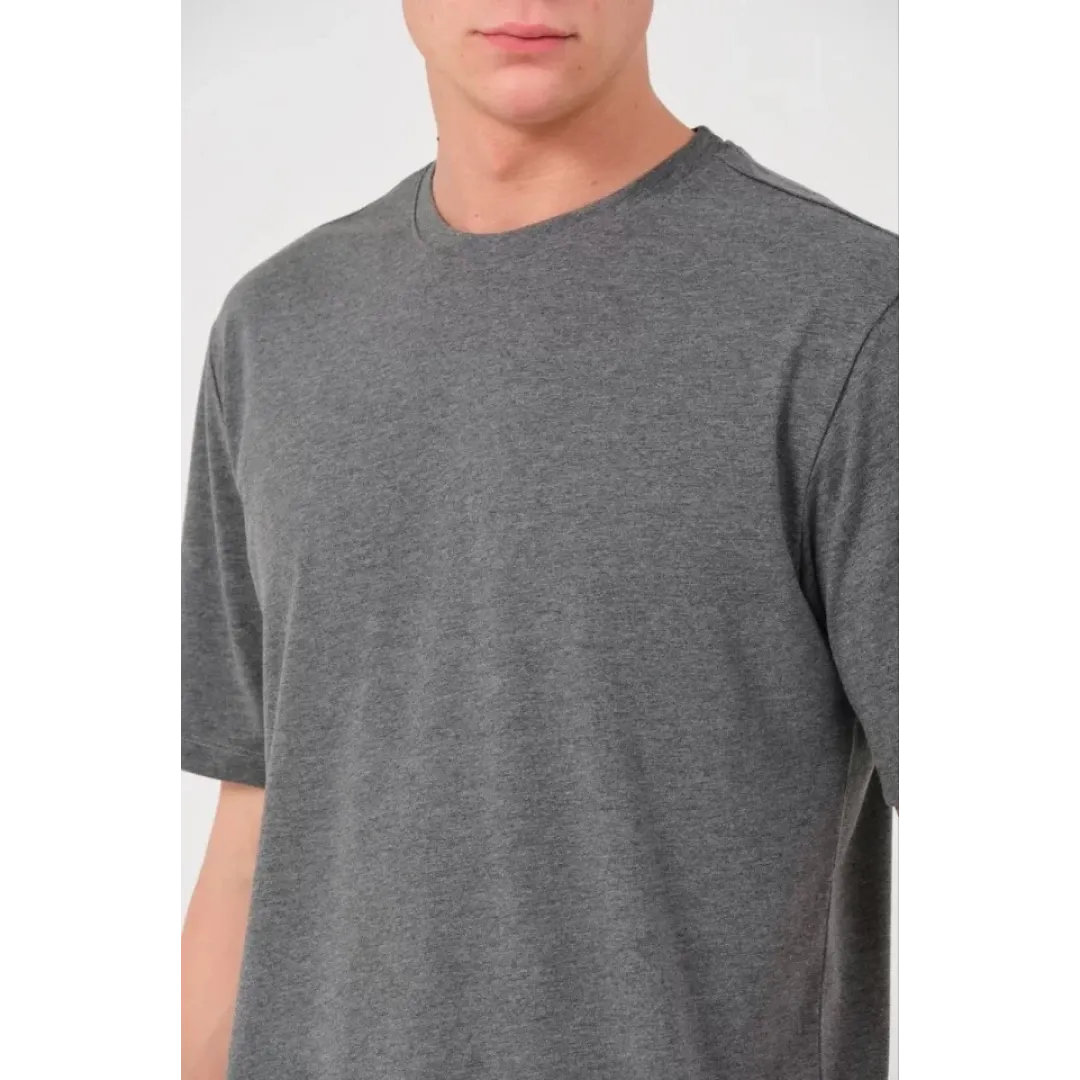 Unisex Düz Biskilet Yaka Oversize T-shirt - Füme - 118799 Unisex Düz Biskilet Yaka Oversize T-shirt - Füme - 118799