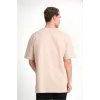 Unisex Düz Biskilet Yaka Oversize T-shirt - Bej - 118801 Unisex Düz Biskilet Yaka Oversize T-shirt - Bej - 118801