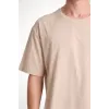 Unisex Düz Biskilet Yaka Oversize T-shirt - Bej - 118801 Unisex Düz Biskilet Yaka Oversize T-shirt - Bej - 118801