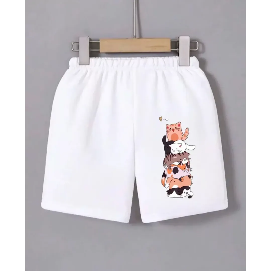 Beli Lastikli Baskılı Mini Şort - Beyaz 118874 Beli Lastikli Baskılı Mini Şort - Beyaz 118874