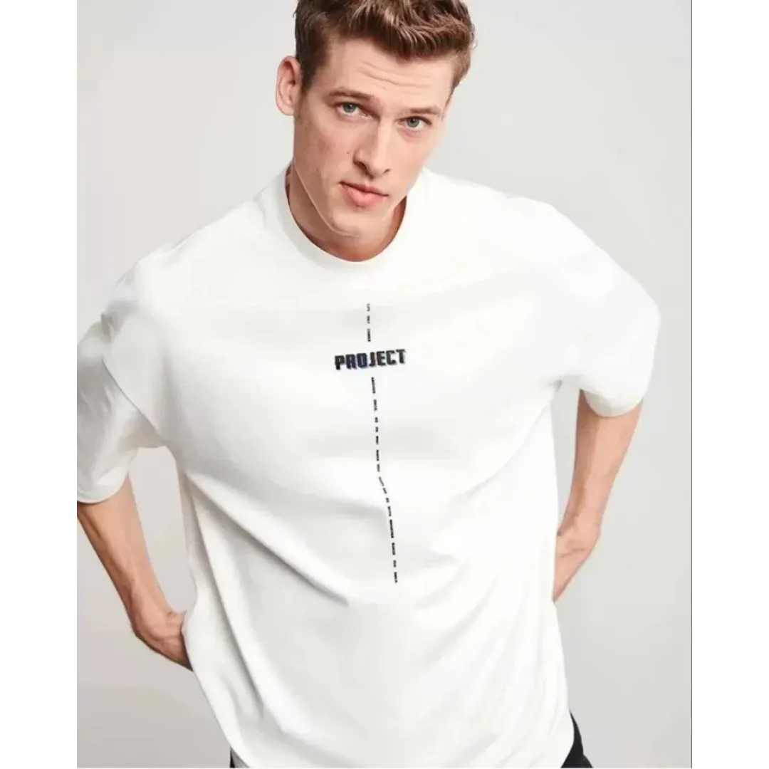 Unisex Bisiklet Yaka Baskılı Oversize T-Shirt - Beyaz - 118877 Unisex Bisiklet Yaka Baskılı Oversize T-Shirt - Beyaz - 118877