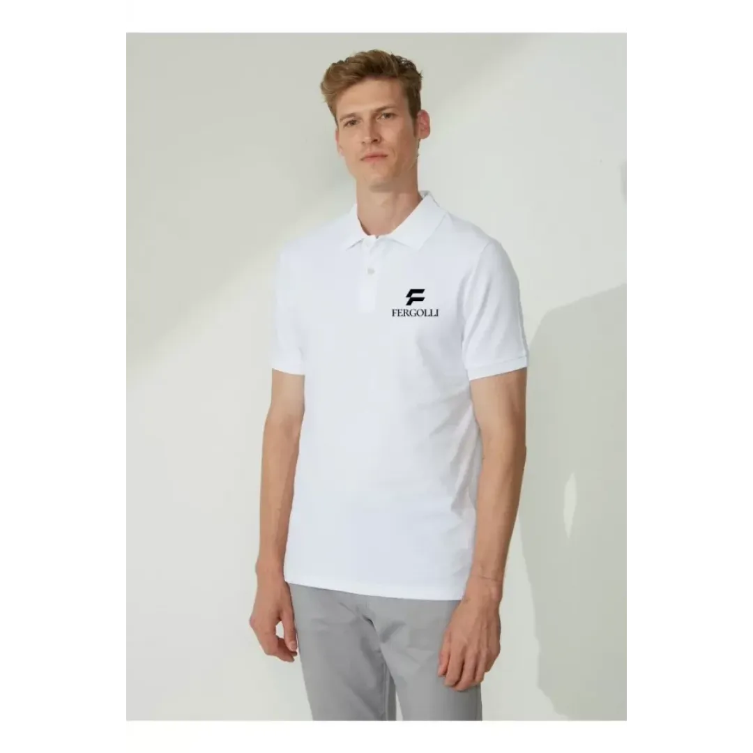 Yakası Düğmeli Yakalı Pike Baskılı T-Shirt - Beyaz - 118899 Yakası Düğmeli Yakalı Pike Baskılı T-Shirt - Beyaz - 118899