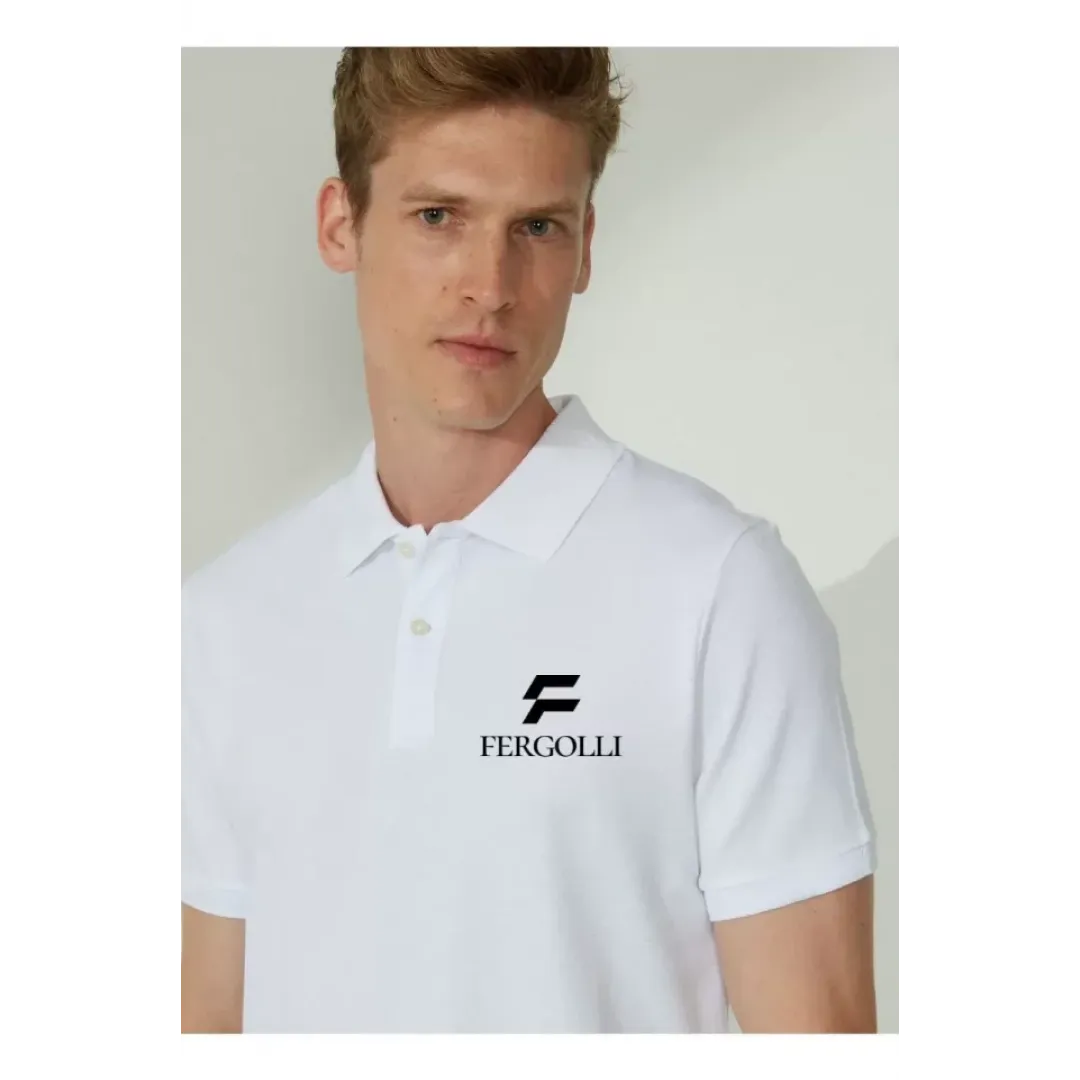 Yakası Düğmeli Yakalı Pike Baskılı T-Shirt - Beyaz - 118899 Yakası Düğmeli Yakalı Pike Baskılı T-Shirt - Beyaz - 118899