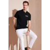 Yakası Düğmeli Yakalı Pike Baskılı T-Shirt - Siyah - 118902 Yakası Düğmeli Yakalı Pike Baskılı T-Shirt - Siyah - 118902