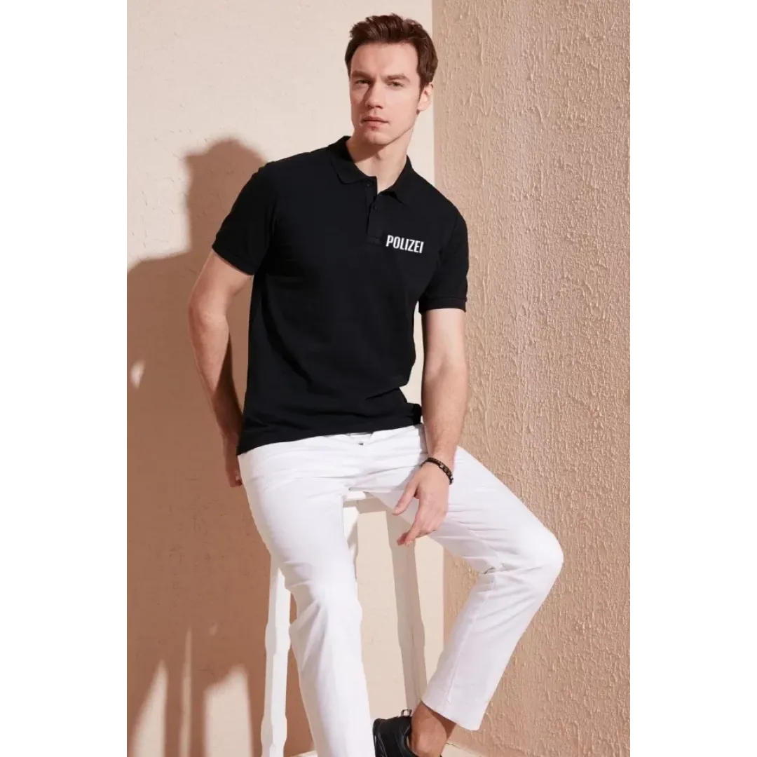 Yakası Düğmeli Yakalı Pike Baskılı T-Shirt - Siyah - 118902 Yakası Düğmeli Yakalı Pike Baskılı T-Shirt - Siyah - 118902