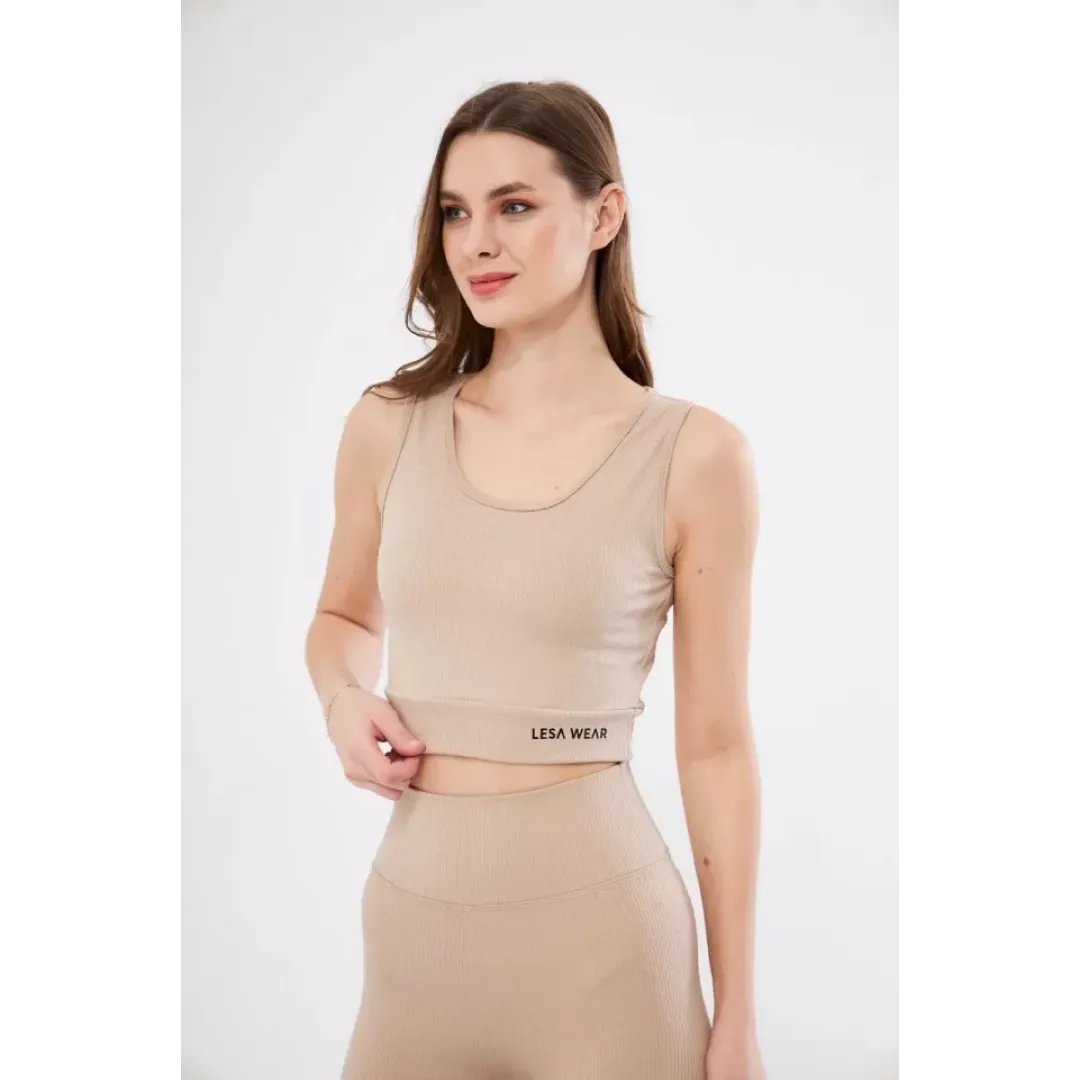 Fitilli Baskılı Crop - Bej - 122381 Fitilli Baskılı Crop - Bej - 122381