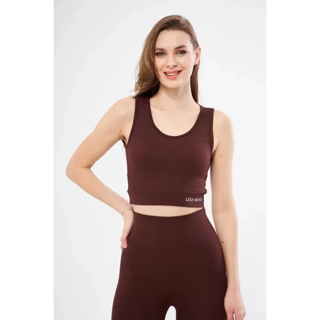 Fitilli Baskılı Crop - Bordo - 122382 Fitilli Baskılı Crop - Bordo - 122382