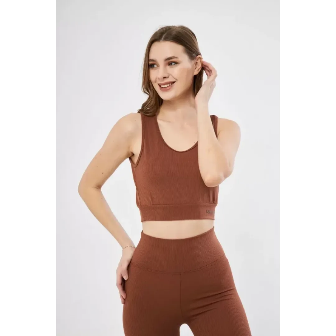 Fitilli Baskılı Crop - Kahve - 122384 Fitilli Baskılı Crop - Kahve - 122384
