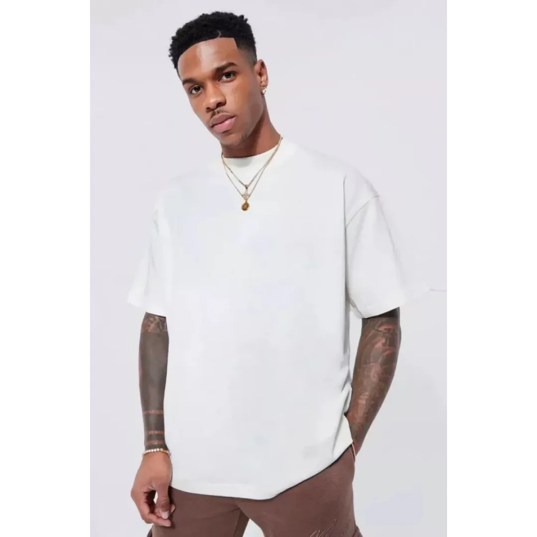 Unisex Basic Bisiklet Yaka Oversize T-Shirt - Beyaz - 123697 Unisex Basic Bisiklet Yaka Oversize T-Shirt - Beyaz - 123697