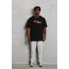 Unisex Bisiklet Yaka Double Oversize Baskılı T-Shirt - Siyah - 123921 Unisex Bisiklet Yaka Double Oversize Baskılı T-Shirt - Siyah - 123921