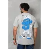 Unisex Basic Bisiklet Yaka Oversize T-Shirt - Gri - 123956 Unisex Basic Bisiklet Yaka Oversize T-Shirt - Gri - 123956
