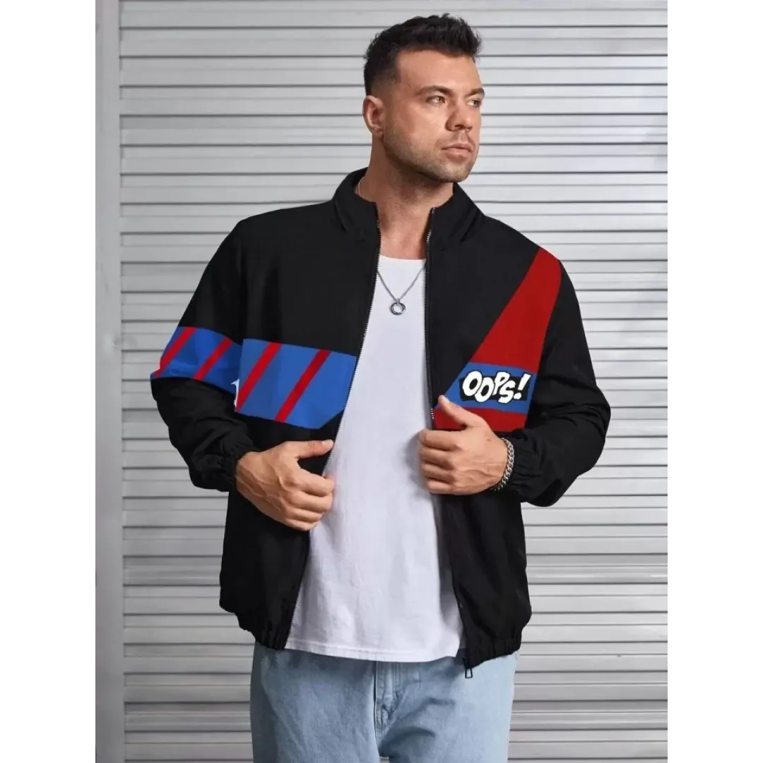Unisex Uzun Koll Fermuarlı Baskılı Rüzgarlik - Siyah - 123962 Unisex Uzun Koll Fermuarlı Baskılı Rüzgarlik - Siyah - 123962
