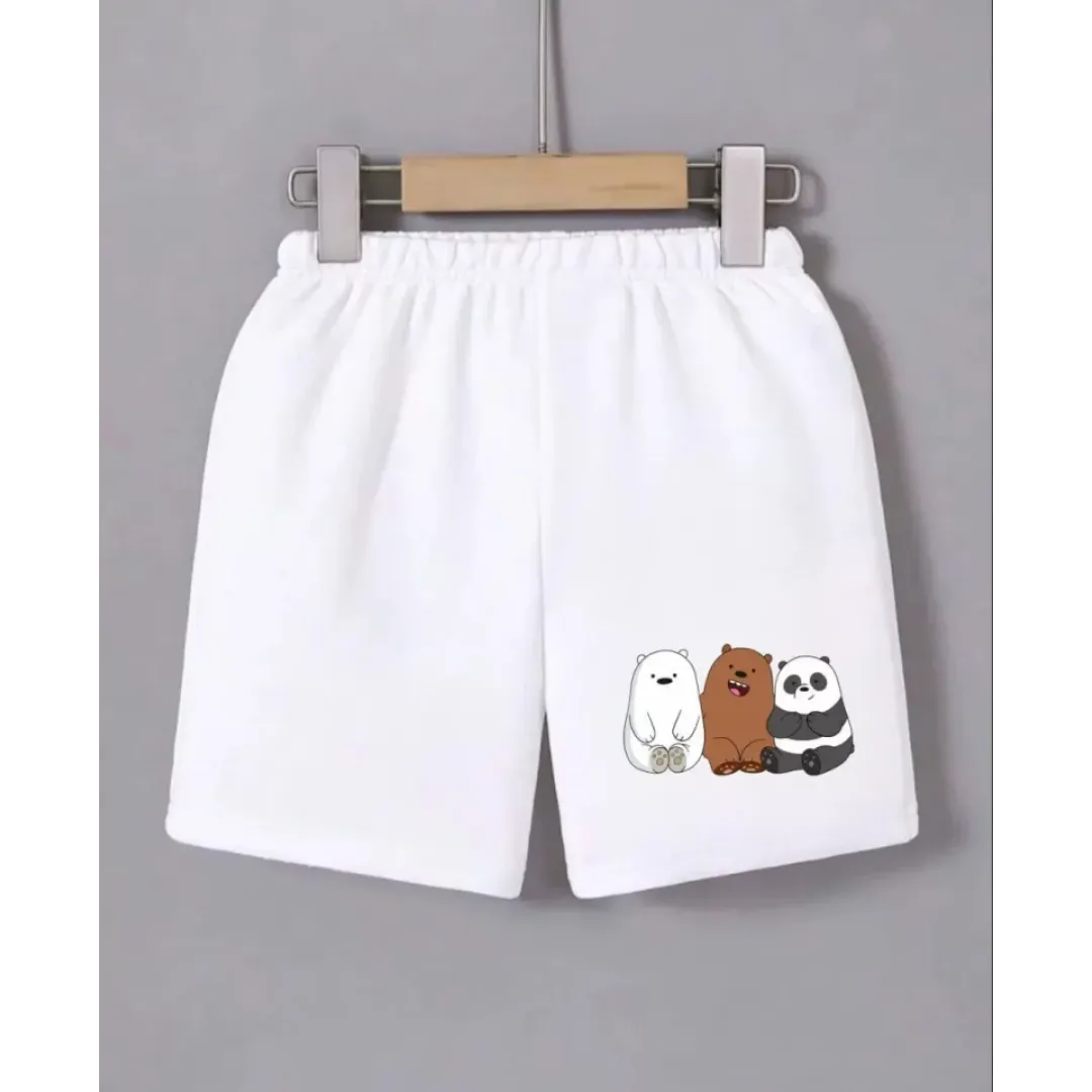 Beli Lastikli Baskılı Mini Şort - Beyaz 124162 Beli Lastikli Baskılı Mini Şort - Beyaz 124162