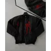 Unisex Uzun Kol Örümcek Baskılı Bomber Ceket - Siyah - 125077 Unisex Uzun Kol Örümcek Baskılı Bomber Ceket - Siyah - 125077